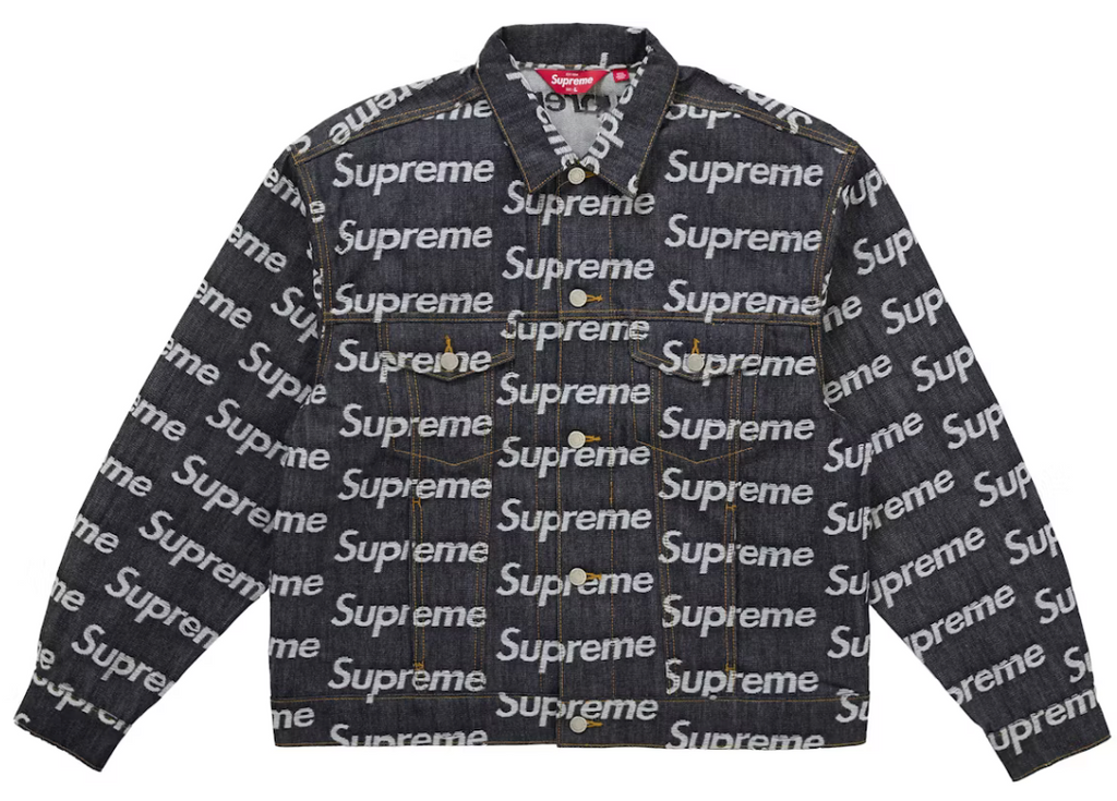 Supreme Jacquard Logos Denim Trucker Jacke