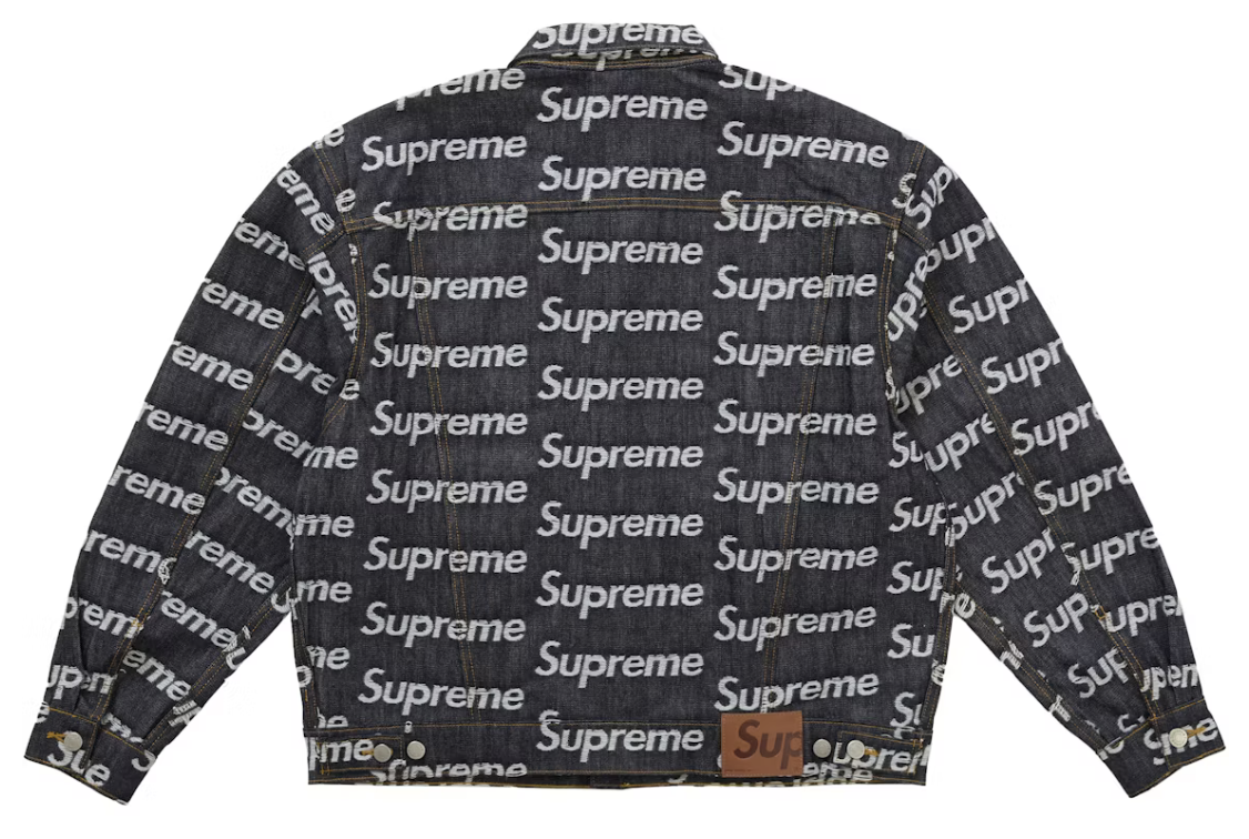 Supreme Jacquard Logos Denim Trucker Jacke